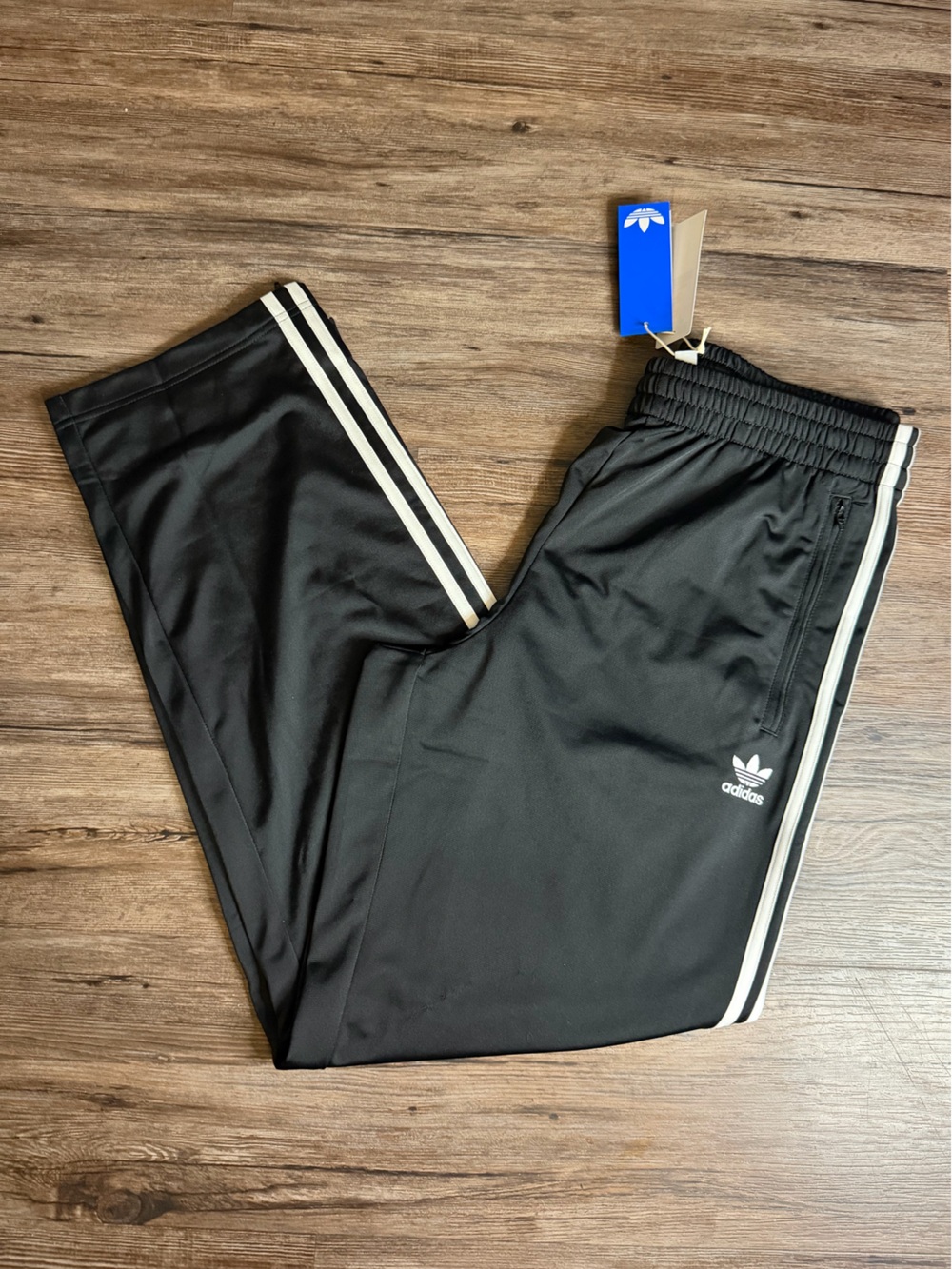 Adidas Originals Firebird TP Track Pants Black/White 3-Stripes $70 NWT Mens Sz L